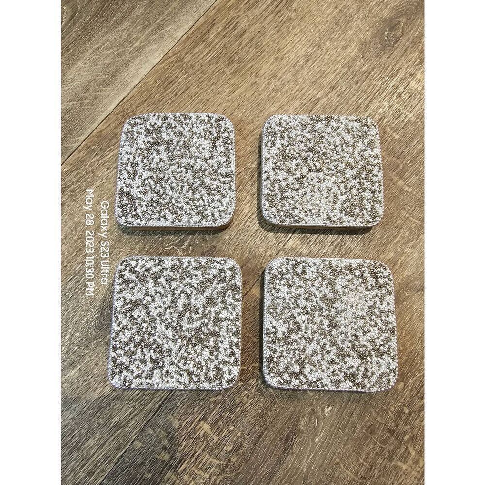 Coasters Silver Beaded Set Of Four 4 NEW